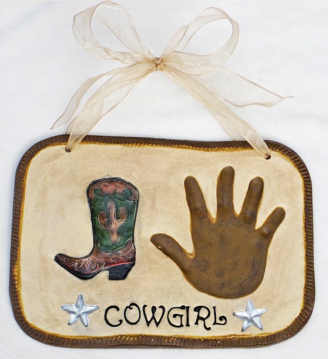 Cowgirl boot hand impression