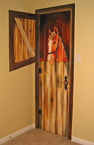 Horse Mural on Closet Door