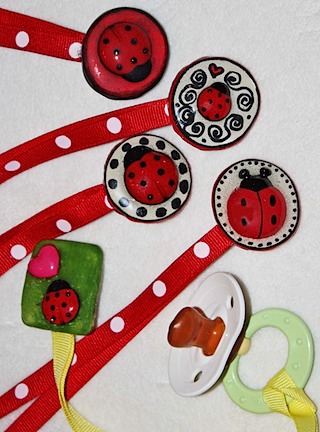 Ladybug Baby Pacifier Clip