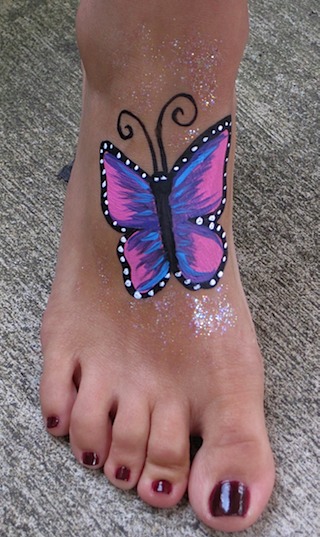 Pink Butterfly Body Painting