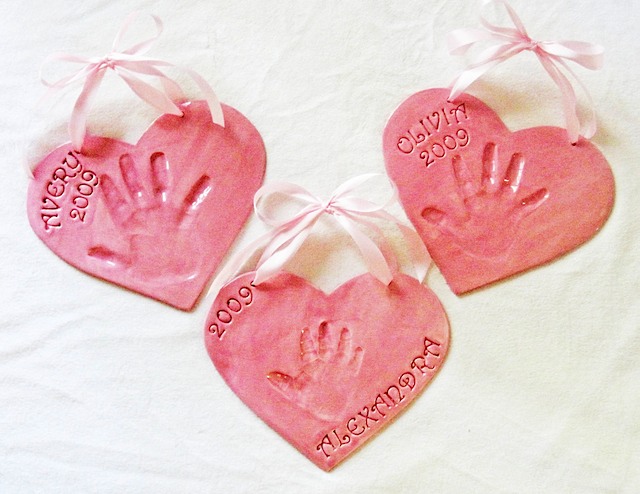 pink hearts hand impressions