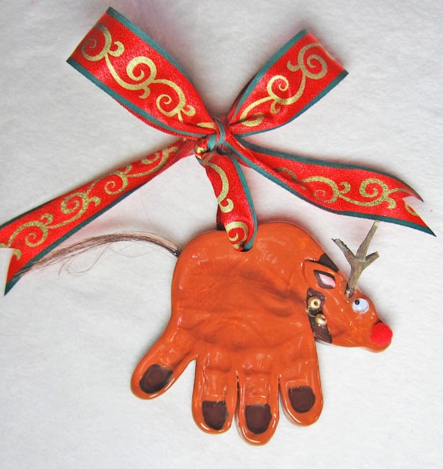 Reindeer hand ornament