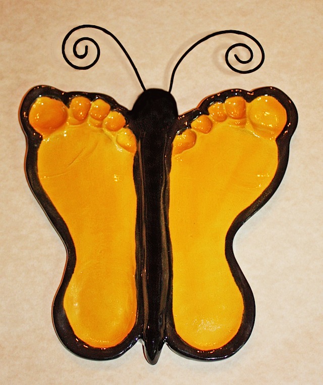Yellow Butterfly Baby Feet Impression